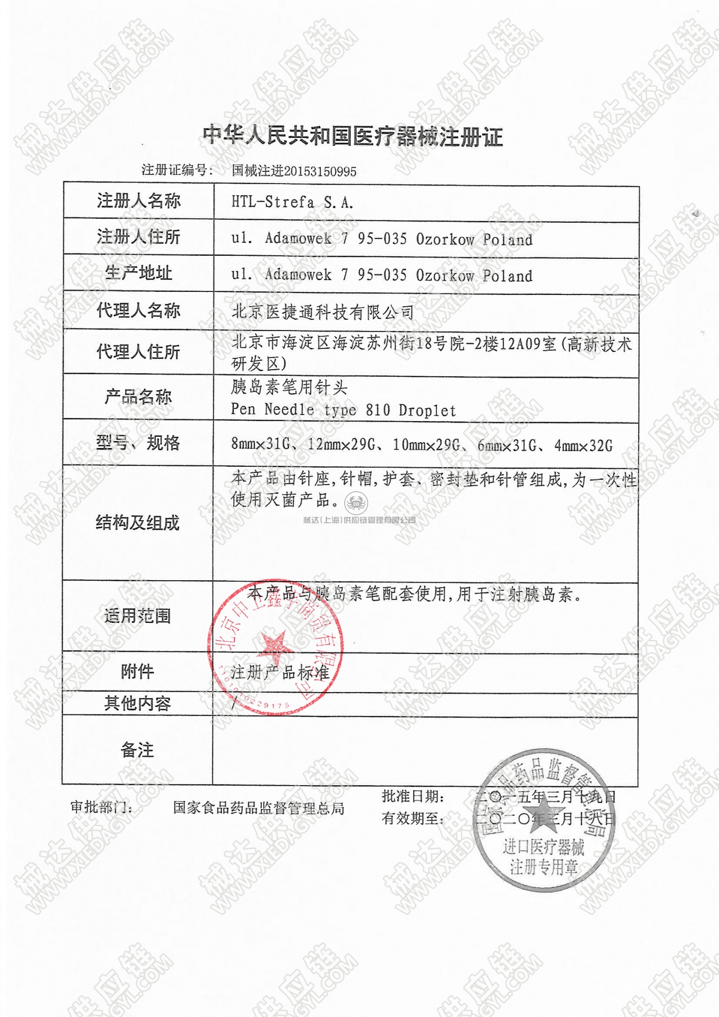 北京中卫鑫宇-产品注册证